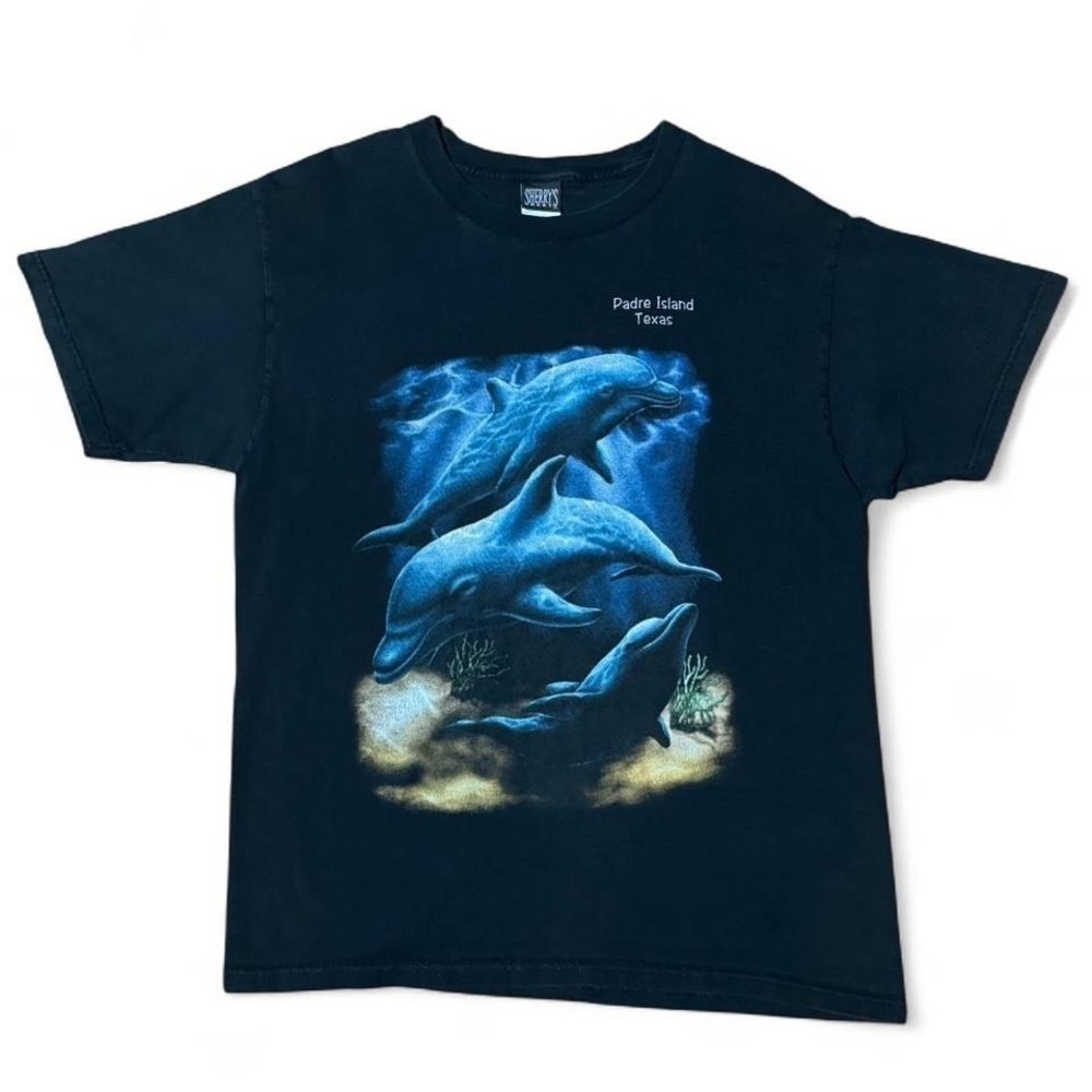 Vintage 90s Padre Island Texas Dolphins Ocean Nature T-shirt Animal Large